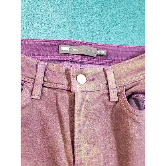Levis Jeans Sz 11 Womens Purple Pants Stretch Mid Rise Denim Juniors Jegging - Picture 7 of 15